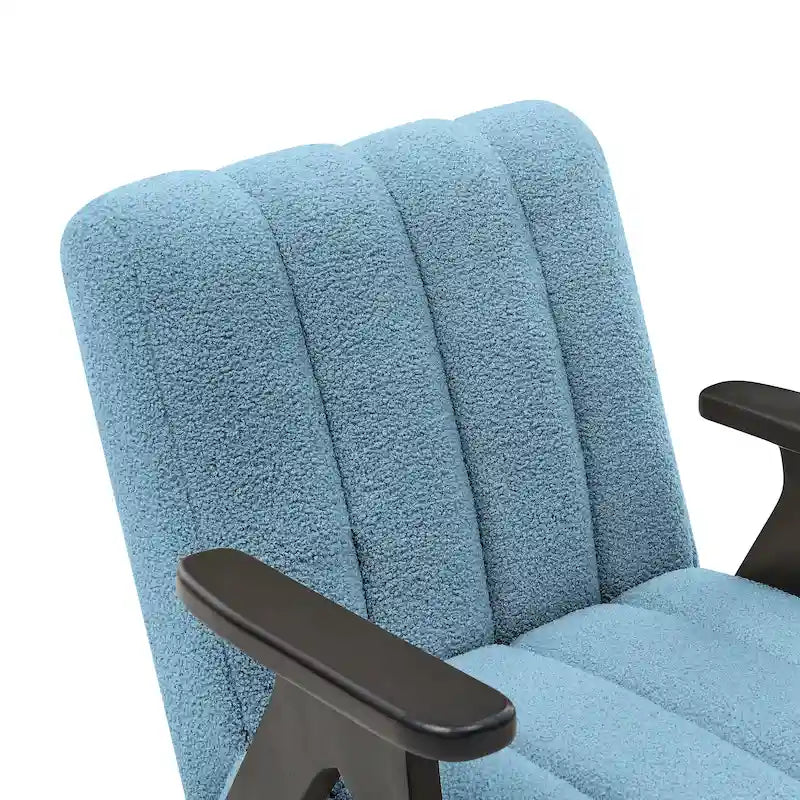 Roundhill Furniture Rella moderne accentstoel van teddy-sherpastof met espressokleurig houten frame