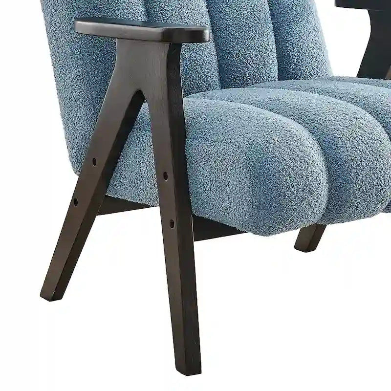 Roundhill Furniture Rella moderne accentstoel van teddy-sherpastof met espressokleurig houten frame