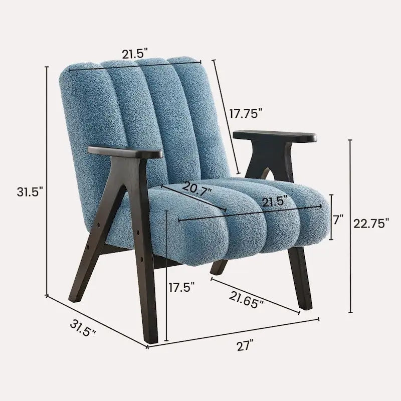 Roundhill Furniture Rella moderne accentstoel van teddy-sherpastof met espressokleurig houten frame