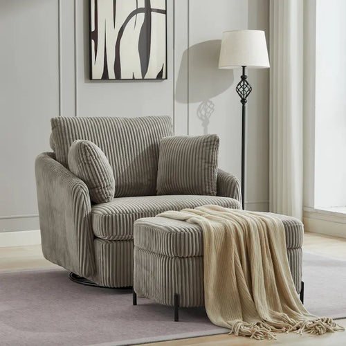 Sillón sofá decorativo giratorio tapizado de 40.6 W con cojines