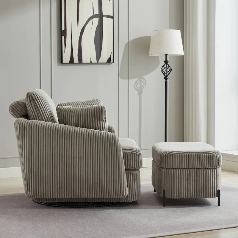40.6 W Upholstered Swivel Accent Sofa Chair With Pillows
