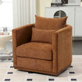 Chenille Upholstered 360 Degree Swivel Round Barrel Chair for Living Room