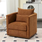 Chenille Upholstered 360 Degree Swivel Round Barrel Chair for Living Room