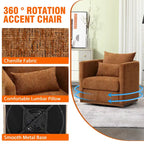 Chenille Upholstered 360 Degree Swivel Round Barrel Chair for Living Room