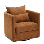 Chenille Upholstered 360 Degree Swivel Round Barrel Chair for Living Room