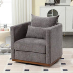 Chenille Upholstered 360 Degree Swivel Round Barrel Chair for Living Room