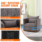 Chenille Upholstered 360 Degree Swivel Round Barrel Chair for Living Room