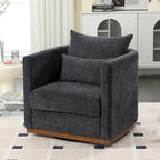 Chenille Upholstered 360 Degree Swivel Round Barrel Chair for Living Room