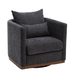 Chenille Upholstered 360 Degree Swivel Round Barrel Chair for Living Room