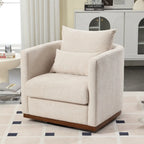 Chenille Upholstered 360 Degree Swivel Round Barrel Chair for Living Room