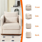 Chenille Upholstered 360 Degree Swivel Round Barrel Chair for Living Room