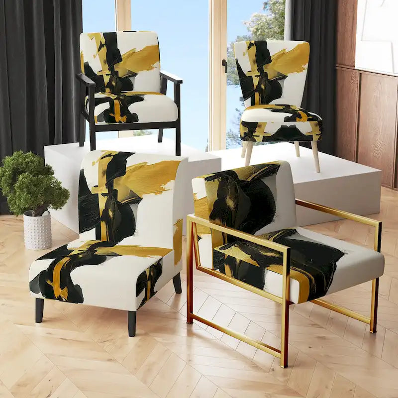 Designart Geometric Black And Teal IV Upholstered Abstract Accent Chair - Modern Arm Chair For Bedroom