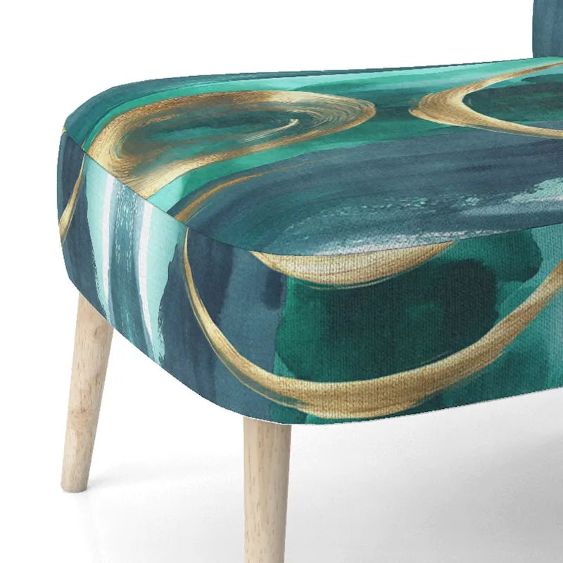 Designart Geometric Black And Teal IV Upholstered Abstract Accent Chair - Modern Arm Chair For Bedroom