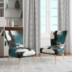 Designart Geometric Black And Teal IV Upholstered Abstract Accent Chair - Modern Arm Chair For Bedroom