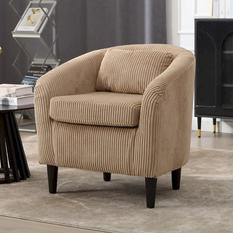 Sillón individual de estilo moderno Century con tapizado de pana y estructura de madera