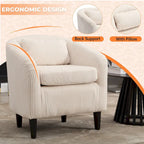 Corduroy Upholstered Century Modern Style Wooden Frame Single Armchair