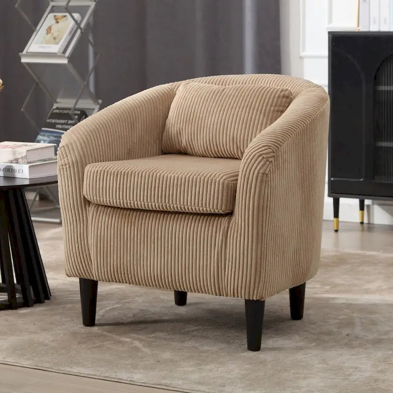 Corduroy Upholstered Century Modern Style Wooden Frame Single Armchair