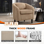 Corduroy Upholstered Century Modern Style Wooden Frame Single Armchair