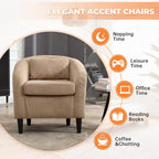 Corduroy Upholstered Century Modern Style Wooden Frame Single Armchair