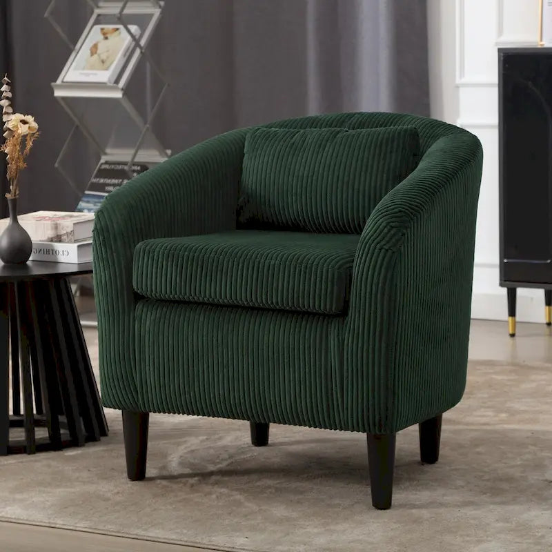 Corduroy Upholstered Century Modern Style Wooden Frame Single Armchair