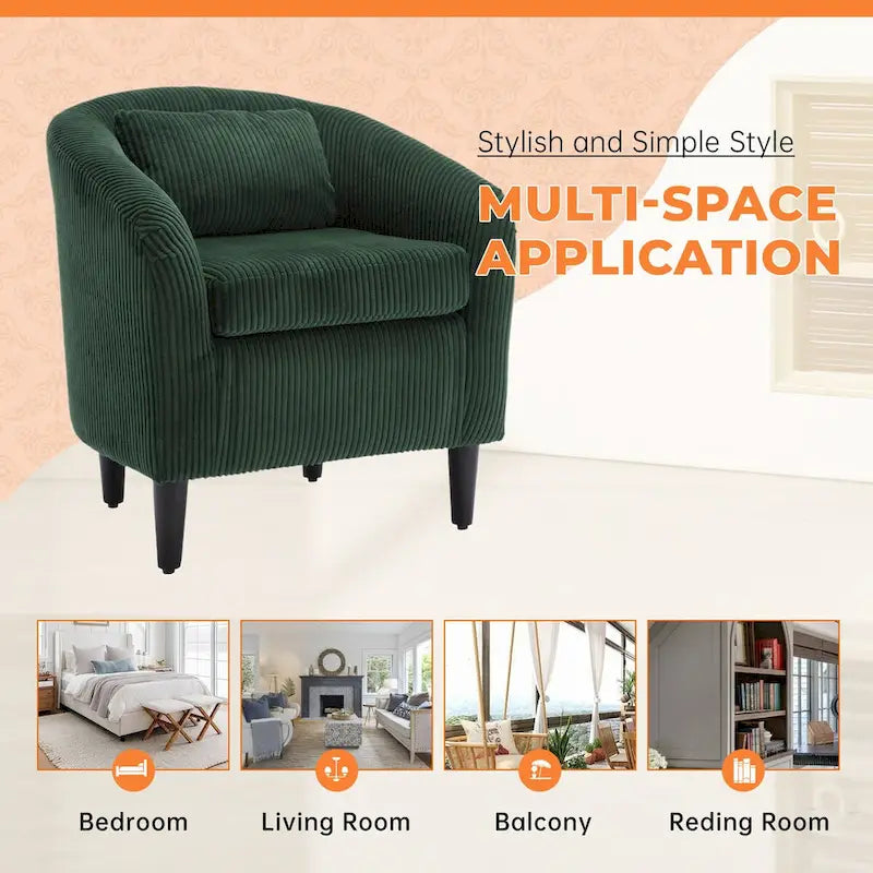 Corduroy Upholstered Century Modern Style Wooden Frame Single Armchair