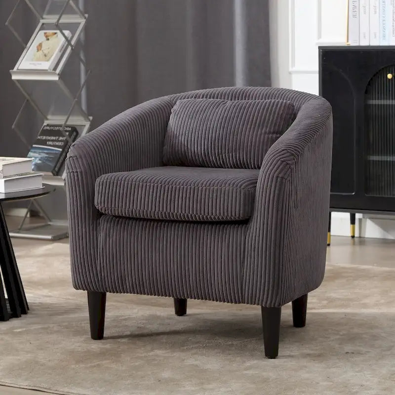 Corduroy Upholstered Century Modern Style Wooden Frame Single Armchair