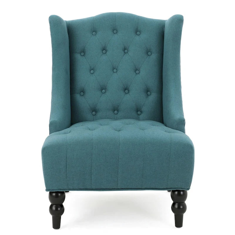 Akzentstuhl mit modernem Design und Bezug, Flügelstuhl mit hoher Rückenlehne und Holzbeinen