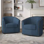 Poltrone girevoli imbottite d’arredo con finiture a borchie, set da 2