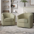 Poltrone girevoli imbottite d’arredo con finiture a borchie, set da 2