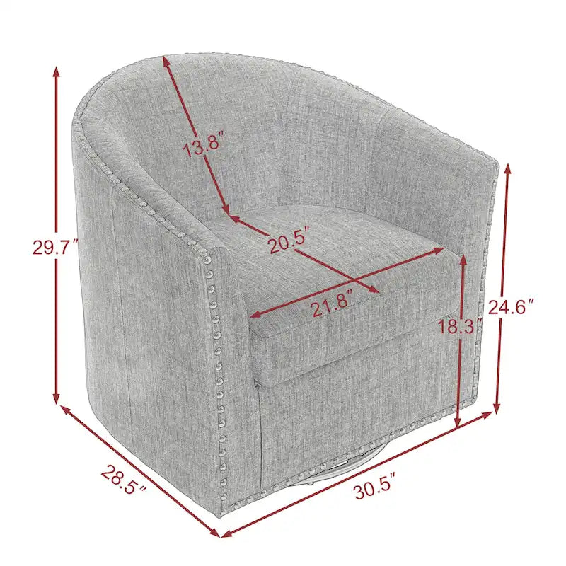 Poltrone girevoli imbottite d’arredo con finiture a borchie, set da 2