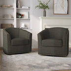 Poltrone girevoli imbottite d’arredo con finiture a borchie, set da 2