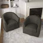 Poltrone girevoli imbottite d’arredo con finiture a borchie, set da 2