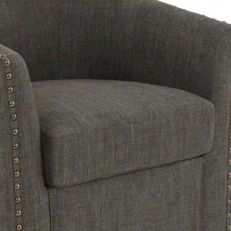 Poltrone girevoli imbottite d’arredo con finiture a borchie, set da 2