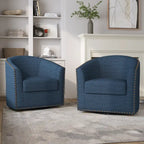 Poltrone girevoli imbottite d’arredo con finiture a borchie, set da 2