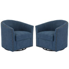 Poltrone girevoli imbottite d’arredo con finiture a borchie, set da 2