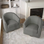 Poltrone girevoli imbottite d’arredo con finiture a borchie, set da 2