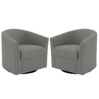 Poltrone girevoli imbottite d’arredo con finiture a borchie, set da 2