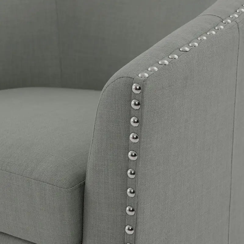 Poltrone girevoli imbottite d’arredo con finiture a borchie, set da 2