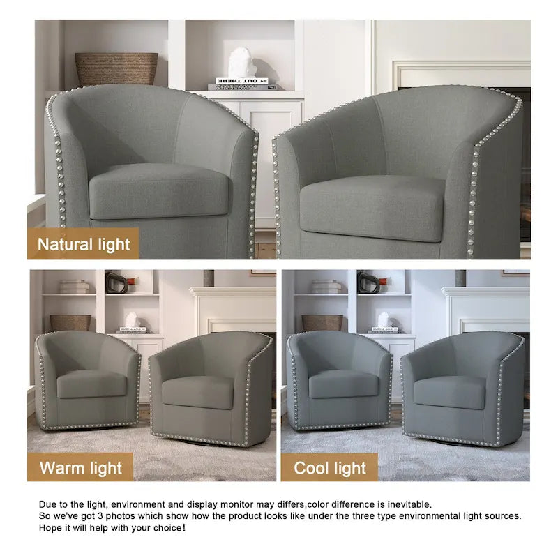 Poltrone girevoli imbottite d’arredo con finiture a borchie, set da 2
