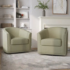 Poltrone girevoli imbottite d’arredo con finiture a borchie, set da 2