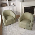 Poltrone girevoli imbottite d’arredo con finiture a borchie, set da 2