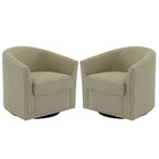 Poltrone girevoli imbottite d’arredo con finiture a borchie, set da 2