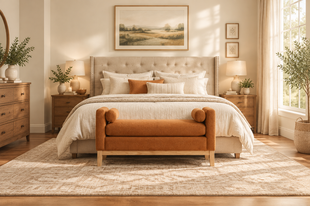 Boucle Bedroom Bench Banner